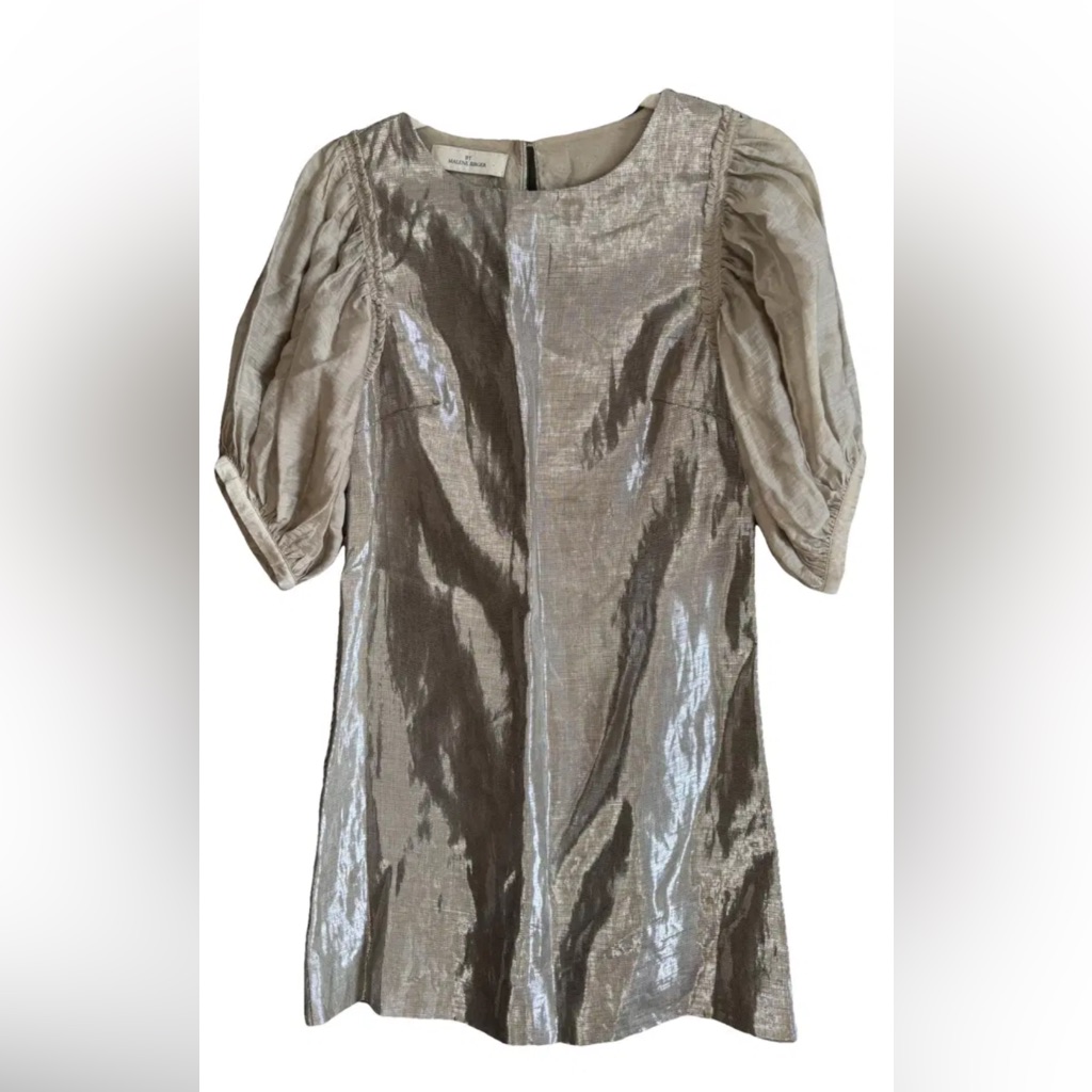 By Malene Birger Shimmering Silver Linen Blend Metallic Mini-Worn 2x.365 Retail